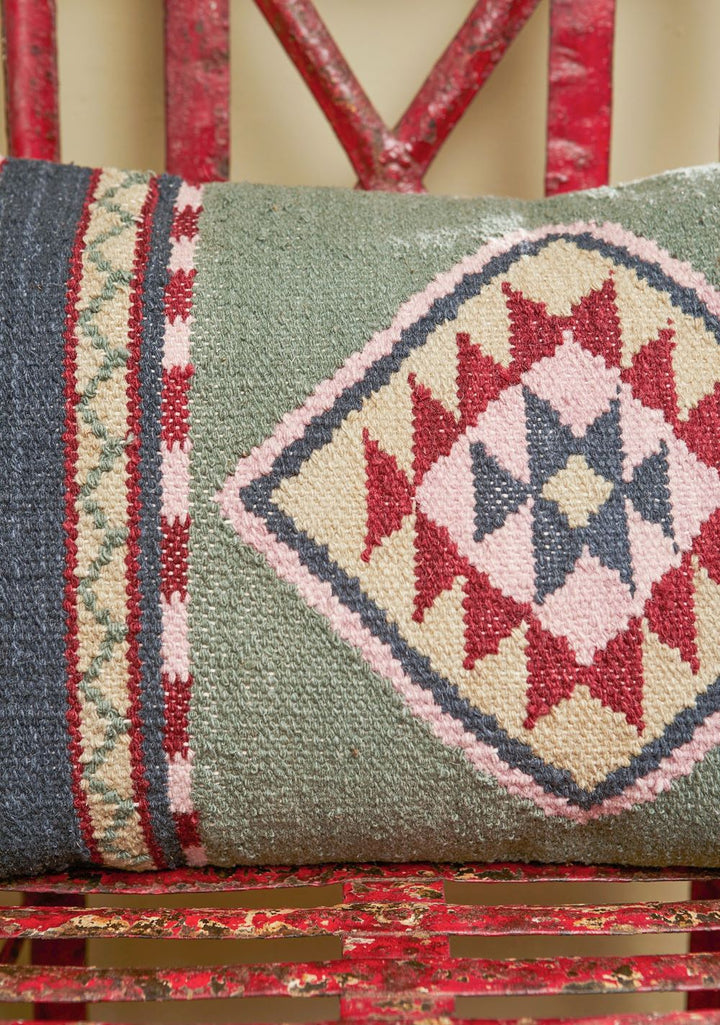 Hand Woven Cushion Cover Wool Cotton Kilim Geometric Pattern 35 x 50 cm
