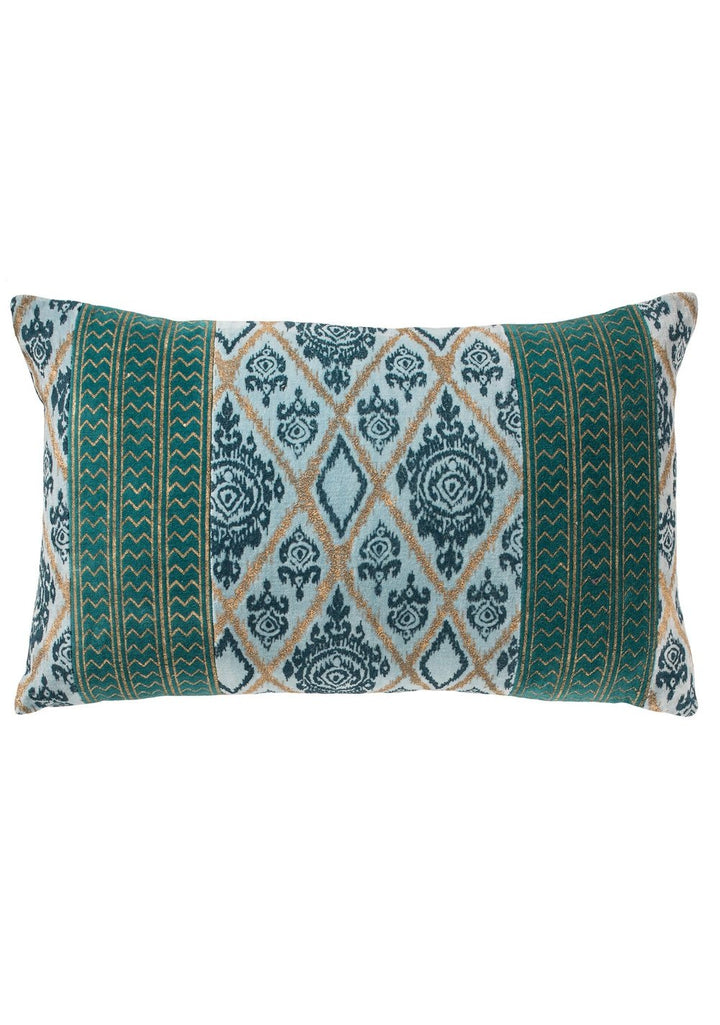 Turquoise Cotton Printed Cushion Cover