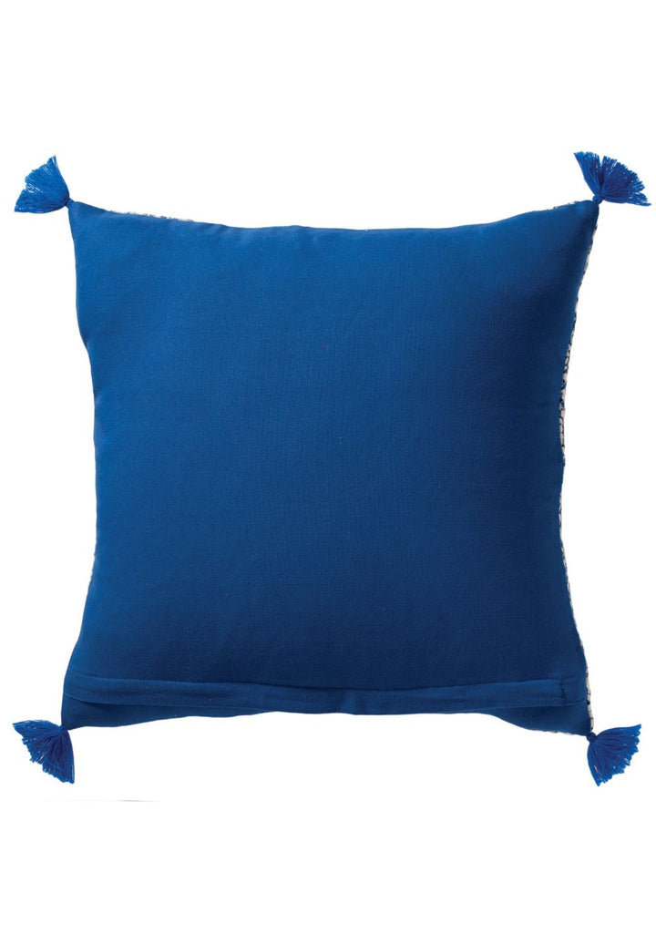 Back of Indigo Blue Cushion Cover With Tassels - Second Nature Online