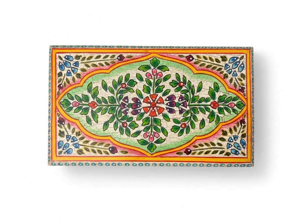 Decorative box with floral patterns on a white background