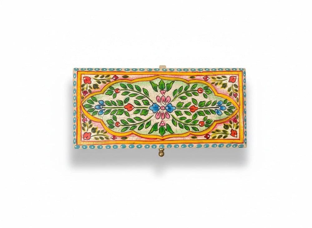 Decorative box with floral patterns on a white background