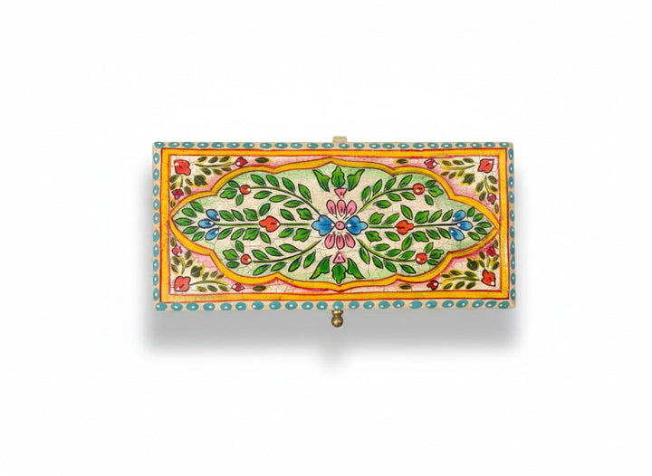 Decorative box with floral patterns on a white background