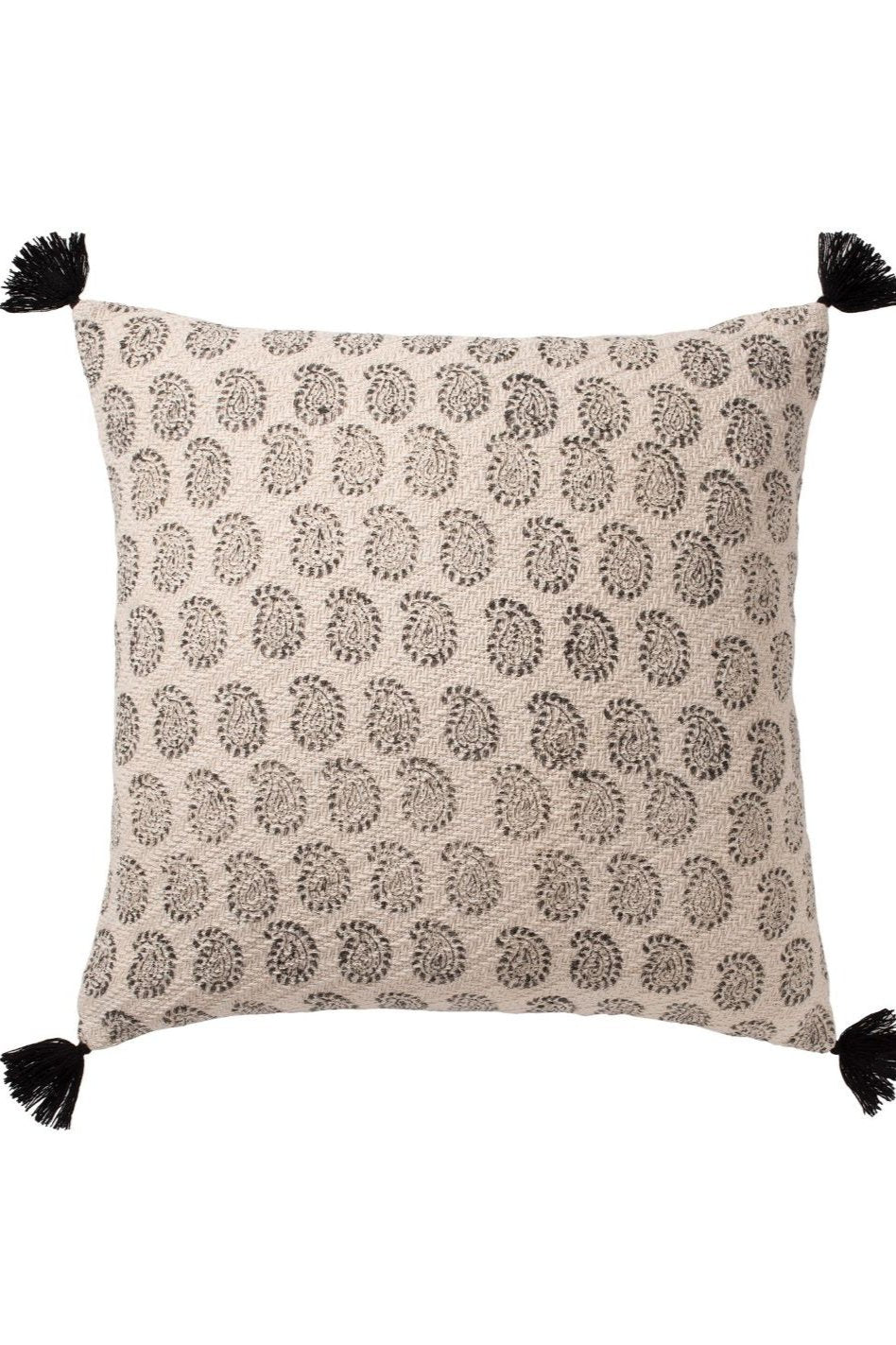 Black Blockprint Cotton Indian Cushion Cover 