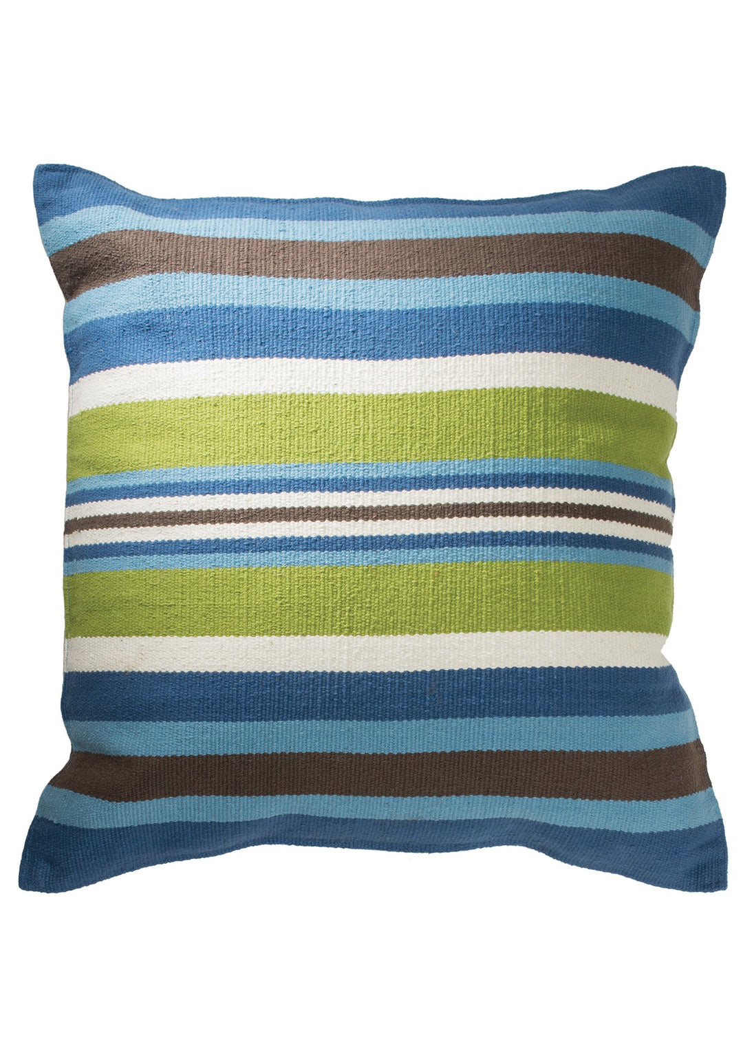 Coastal Cushion Cover Cotton Blue Multi Striped, 60 cm x 60 cm