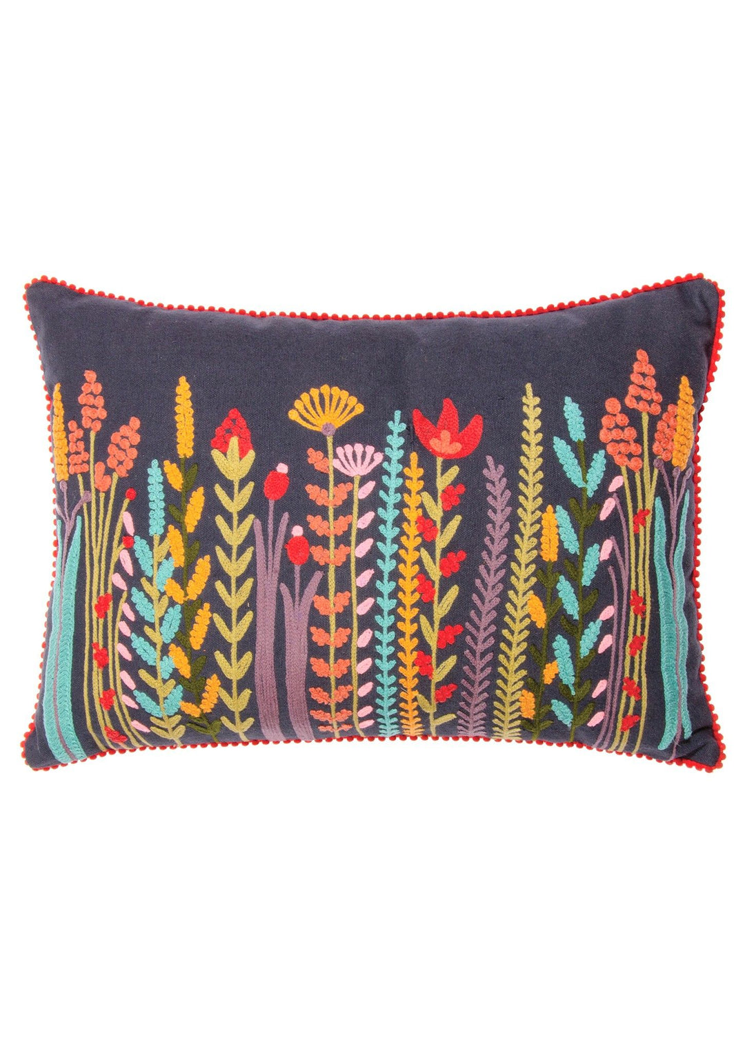 Embroidered Cushion Cover Indian with Abstract Floral Design Four Colours Available