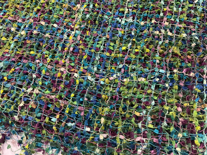 Confetti Scarf Viscose Open Weave Green Blue Multi Colours For All Seasons