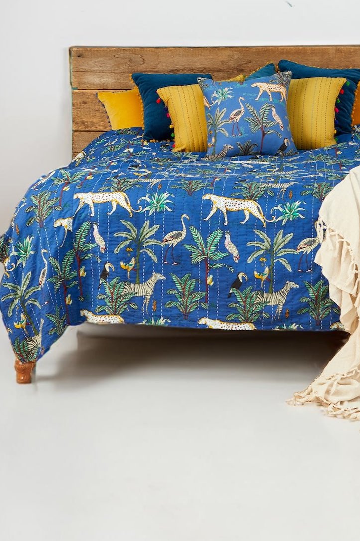 Blue Jungle Kantha Throw Second Nature Online