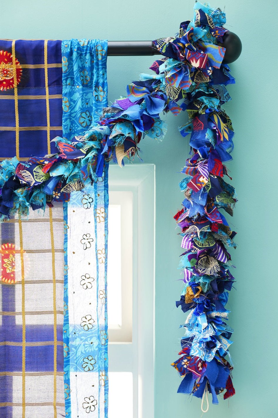 Blue Recycled Sari Fabric Garland Xmas Second Nature Online