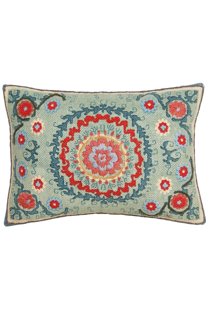 Blue Indian Suzani Cotton Cushion Cover