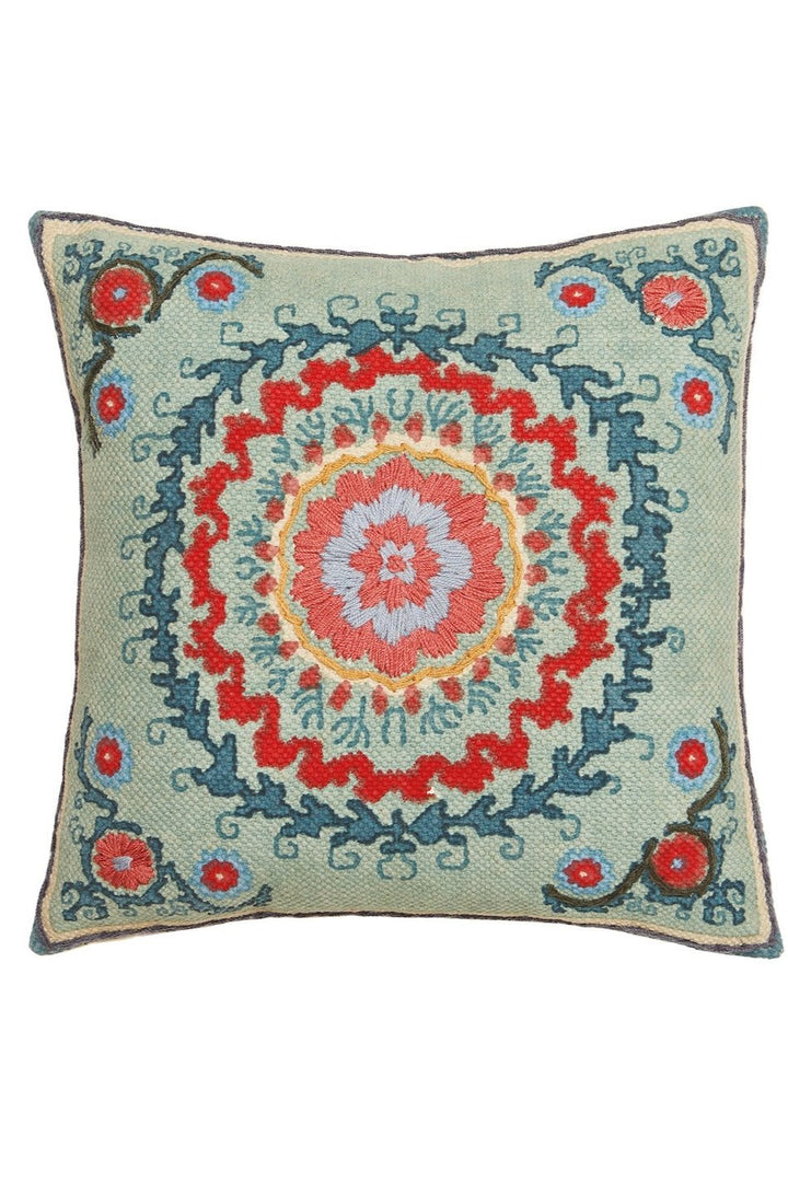 Blue Suzani Cotton Cushion Cover 45 cm x 45 cm