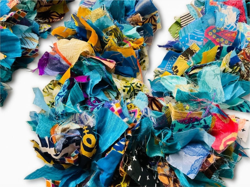 Recycled Sari Fabric Tinsel/Garland - Blue