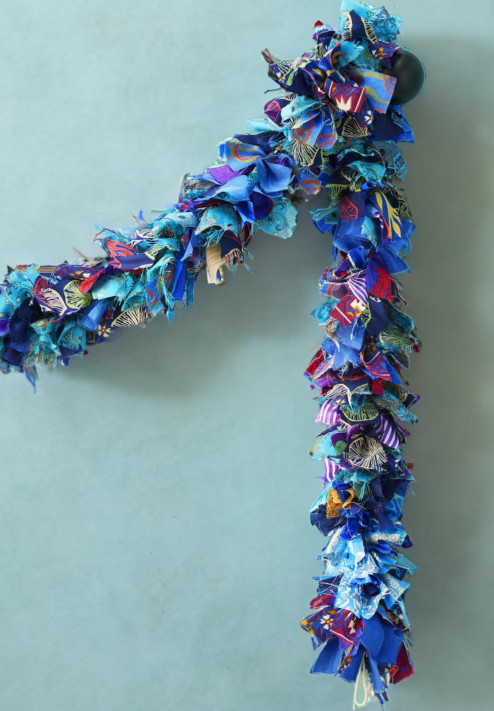 Recycled Sari Fabric Tinsel/Garland - Blue