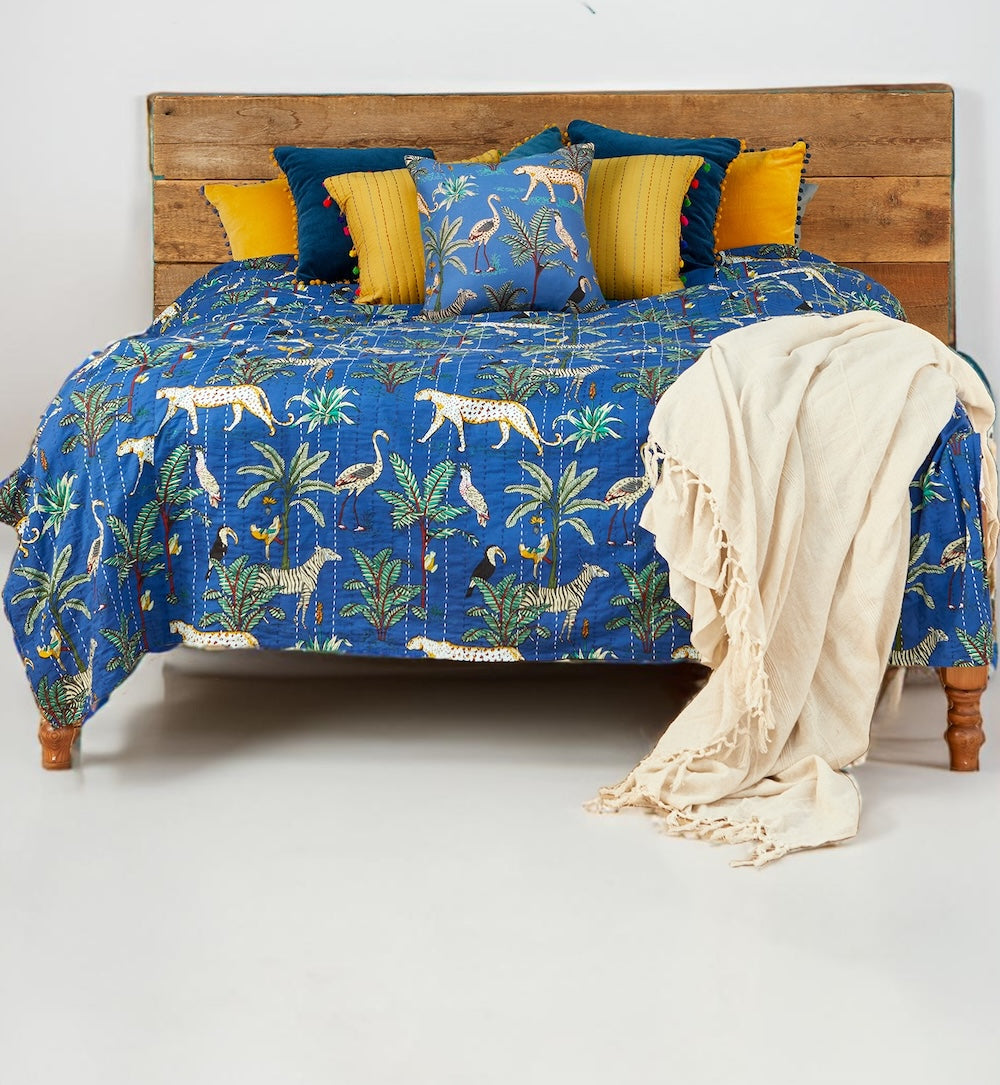 Blue Jungle Kantha Throw - Second Nature Online