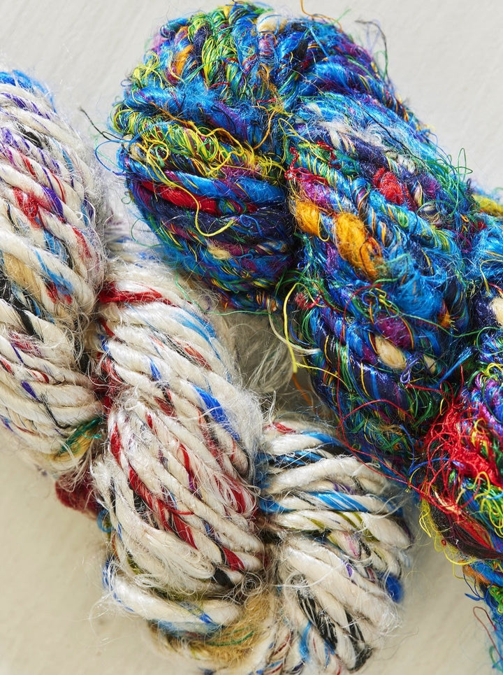 Hand Crafted Banana Yarn Chunky Multi Colours Colours Available in Blue or White 2 x Skein Per Purchase