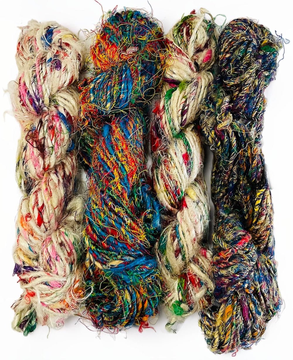 Hand Crafted Banana Yarn Chunky Multi Colours Colours Available in Blue or White 2 x Skein Per Purchase