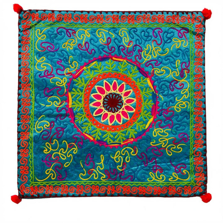 Handmade Stitched Embroidered Multi Colour Bohemian Vibrant 40 cm x 40 cm Cushion Covers 40 cm x 40 cm Three Designs