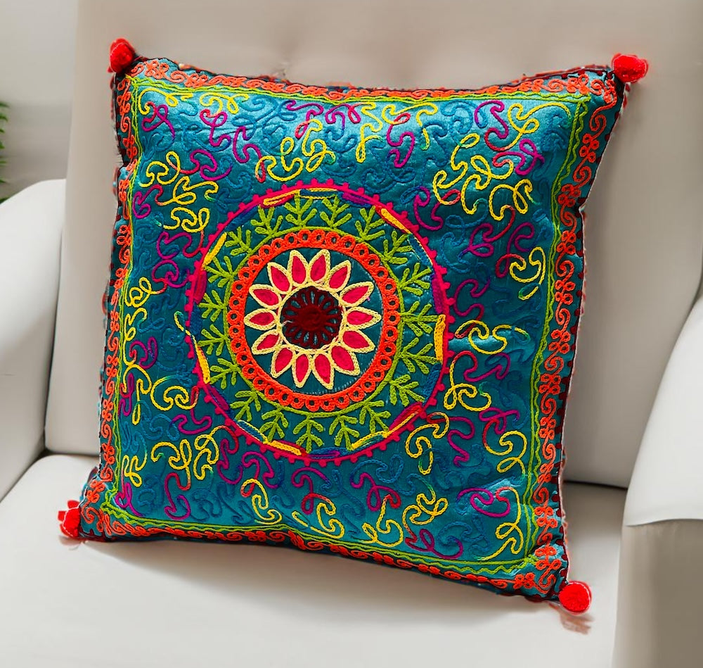 Blue Boho Mandala Indian Cushion Cover Second Nature Online