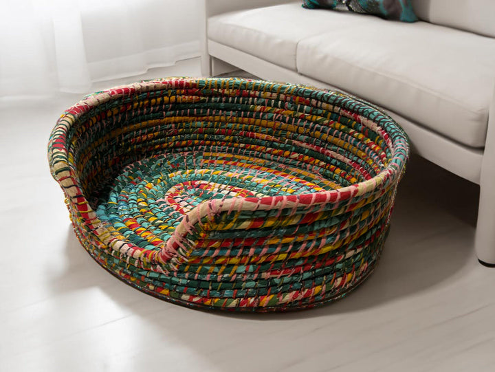 Braided Multi Colour Stitch Basket for Dogs - Second Nature Online