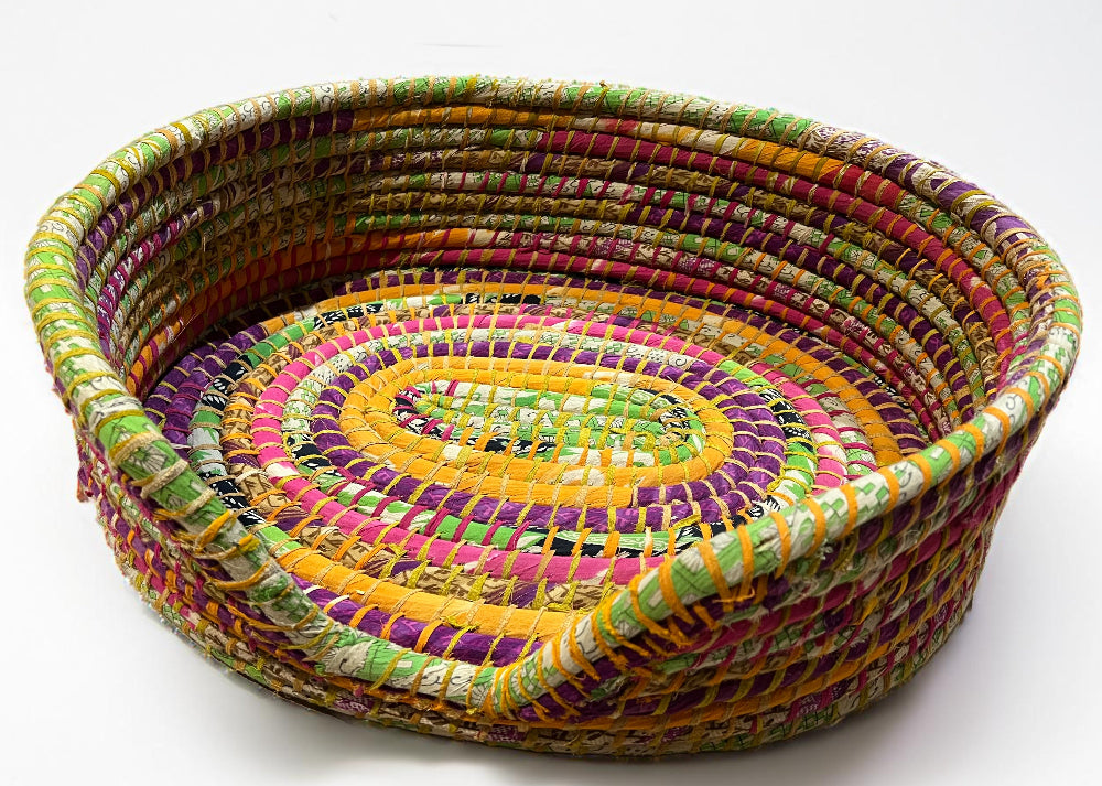 Braided Green Multi Colour Dog Basket - Second Nature Online