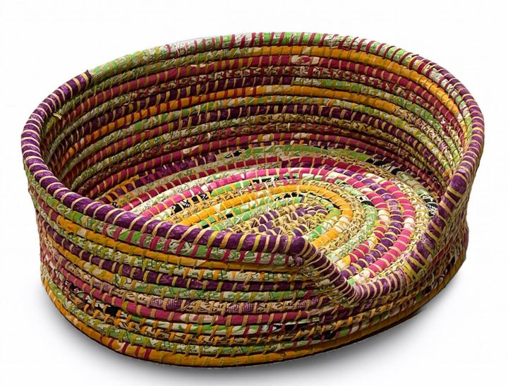 Braided Multi Colour Pink Purple Dog Cat Basket - Second Nature Online