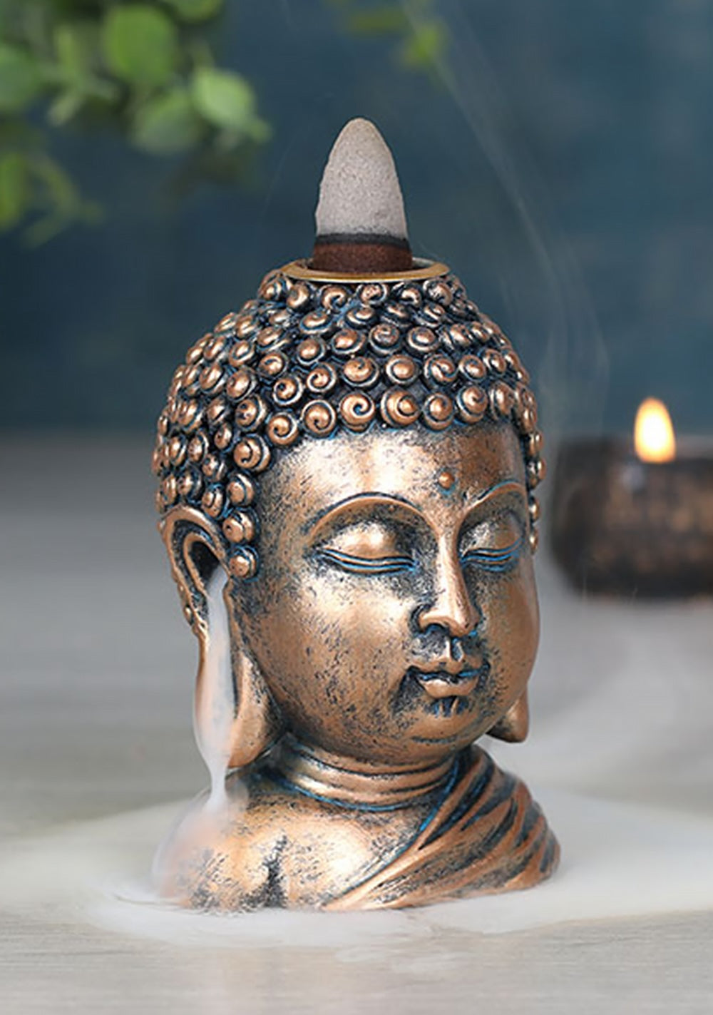 Backflow Incense Burner Bronze Buddha Head Design | Calm & Zen