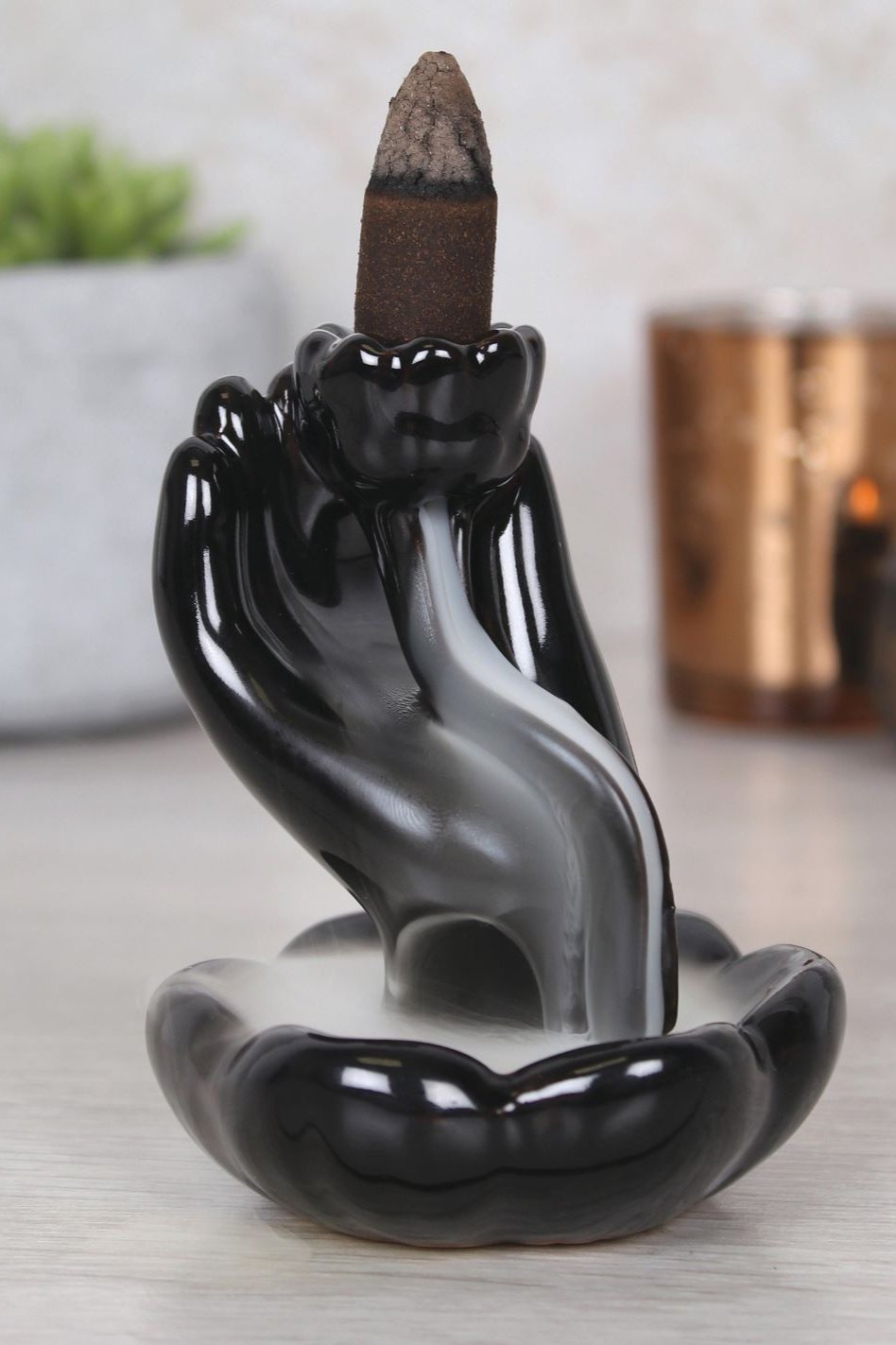 Hand and Lotus Flower Incense Burner Second Nature Online