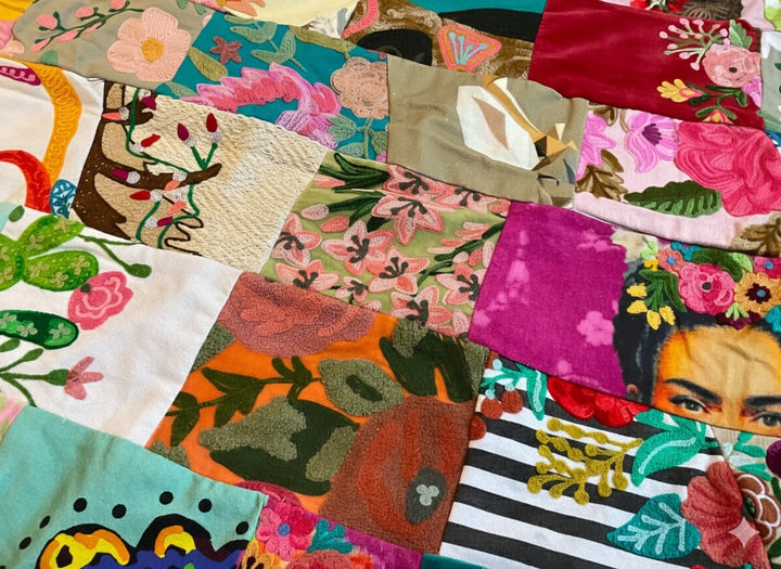 Handmade Large Recycled Cotton Patchwork Throw 152 x 177 cm Luxury Indian Kantha Blanket