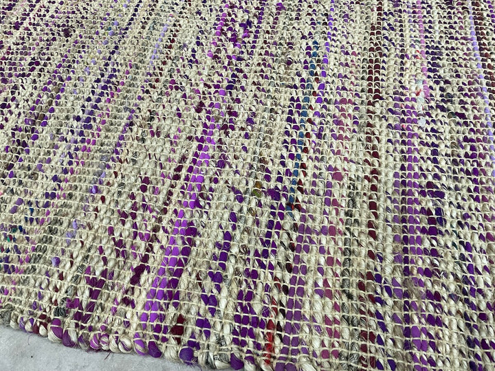 Purple Multi Colour Cotton Jute Rug Striped Design 120 cm x 180 cm