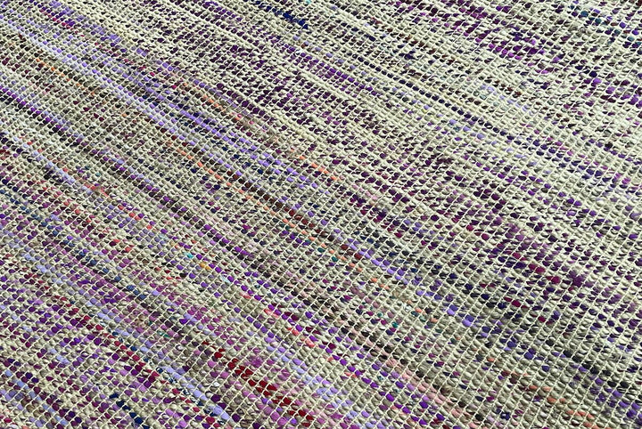 Purple Multi Colour Cotton Jute Rug Striped Design 120 cm x 180 cm