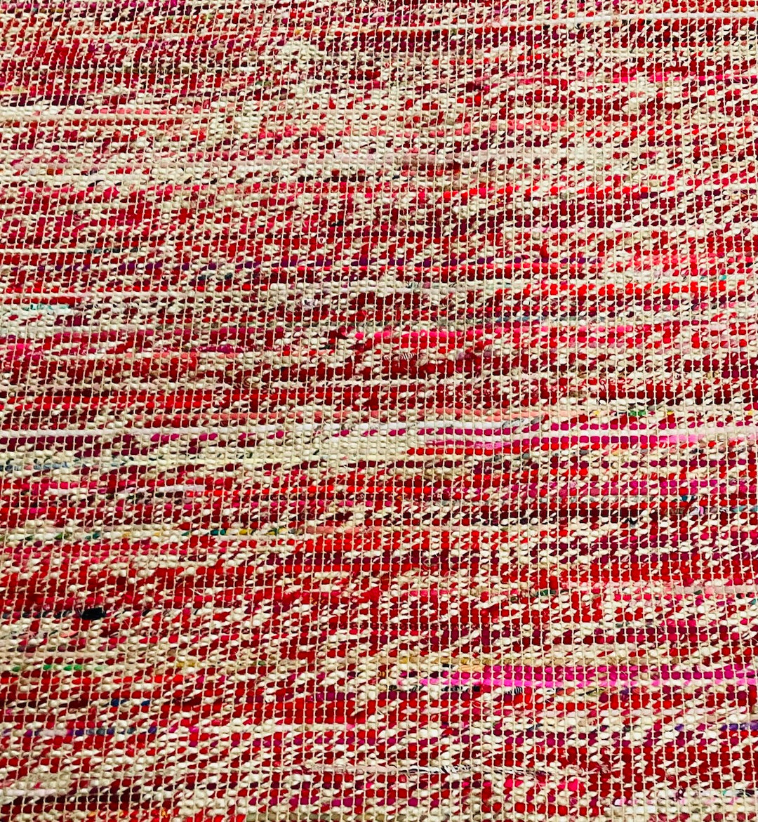 Red Cotton Jute Rug Striped Design 120 cm x 190 cm