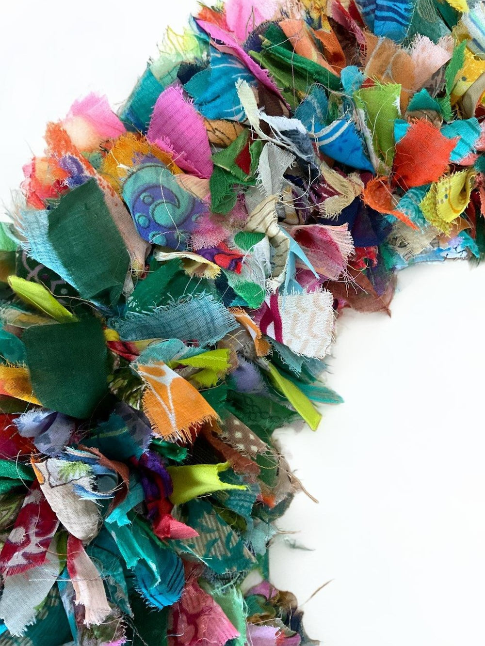 Large Multi Colour Rainbow Sari Wreath 45 cm x 8 cm