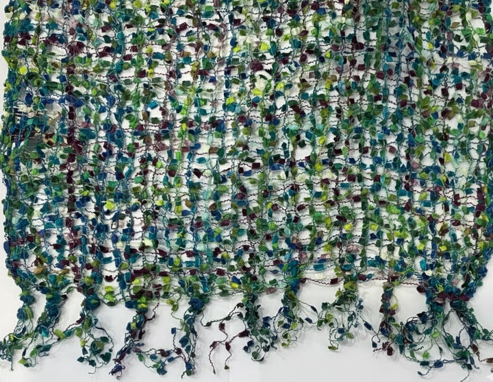 Confetti Scarf Viscose Open Weave Green Blue Multi Colours For All Seasons
