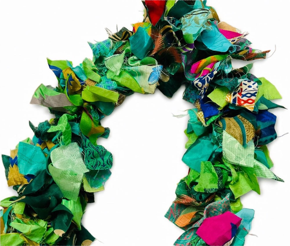 Recycled Sari Fabric Tinsel/Garland - Green