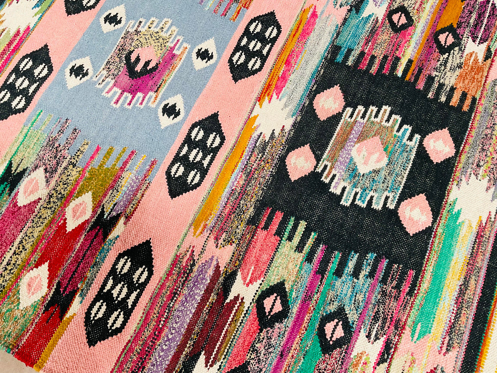 close up of geometric rug