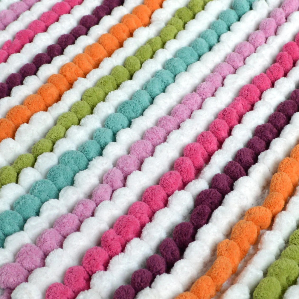 Close Up of Bobble Design Shower Mat in Rainbow Stripes