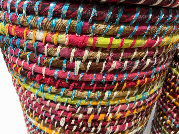 Close Up of Braiding Kaisa Grass Storage Baskets