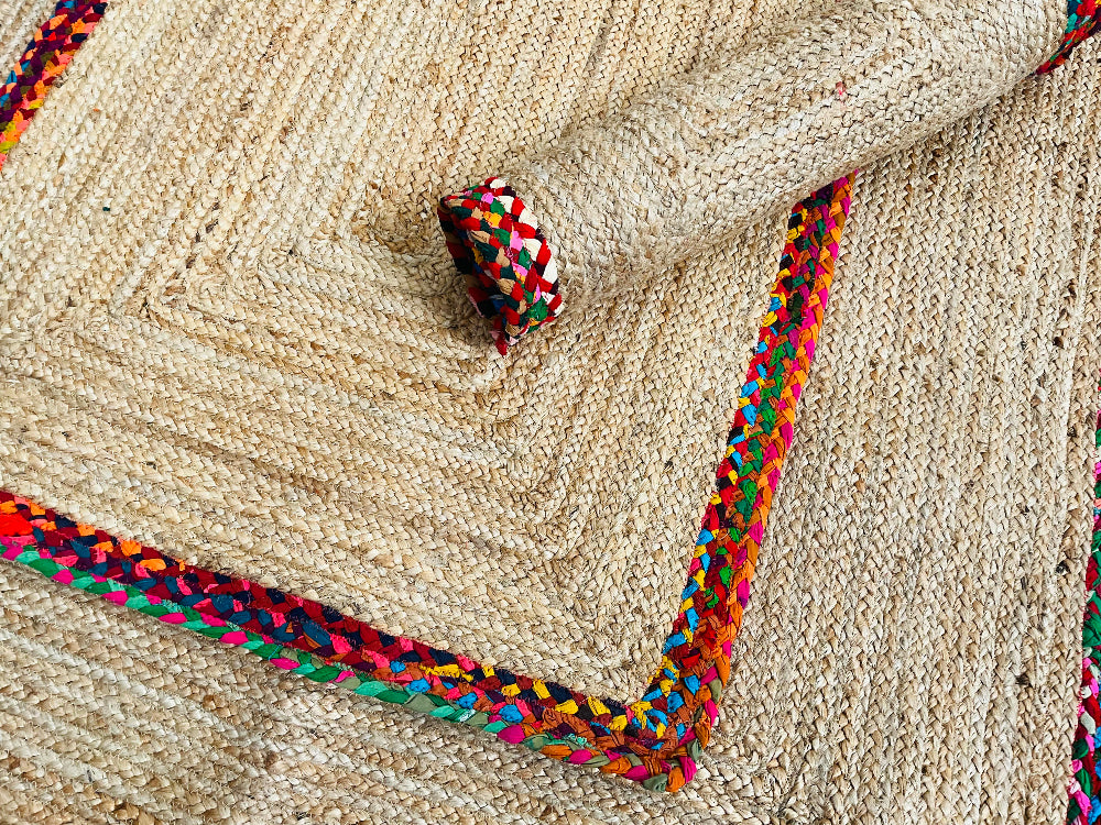 Close Up of Jute Rainbow Rug - Second Nature Online