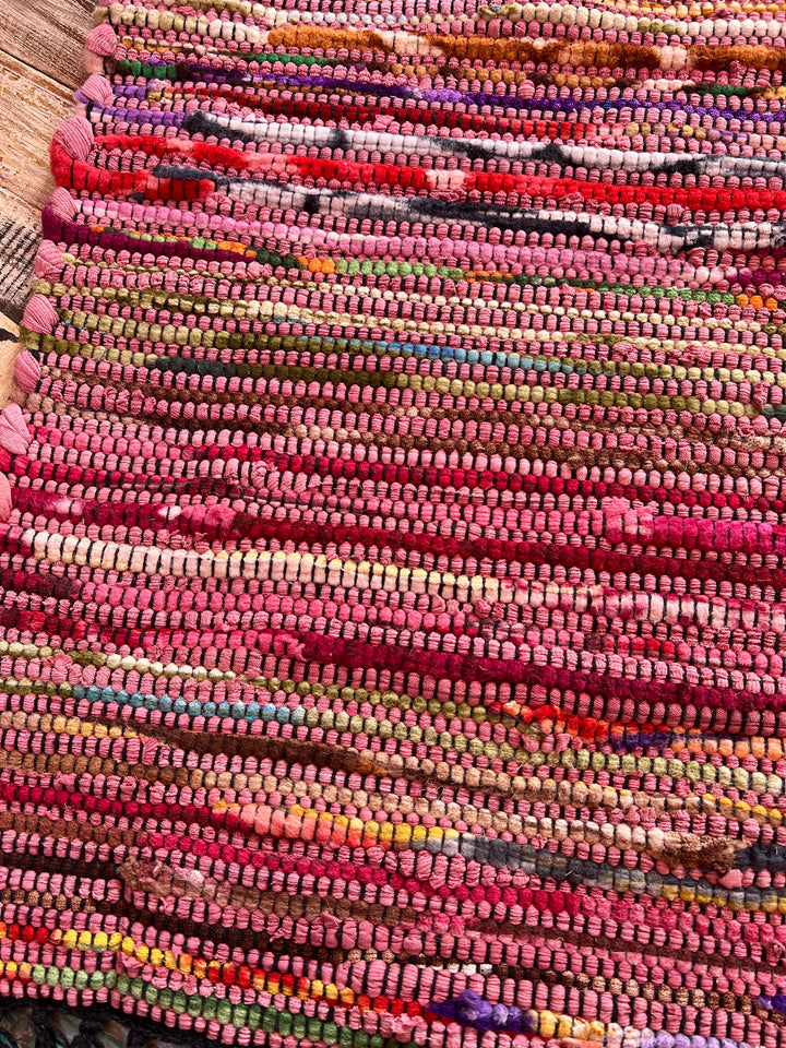 Close Up of Pink Fleece Cotton Rug