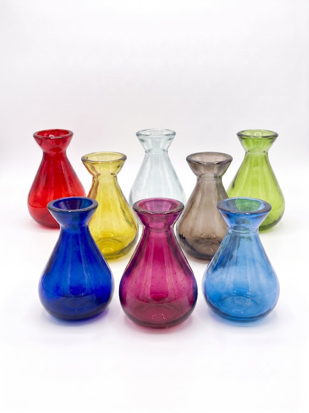 Bud Vases of Different colours in a white background