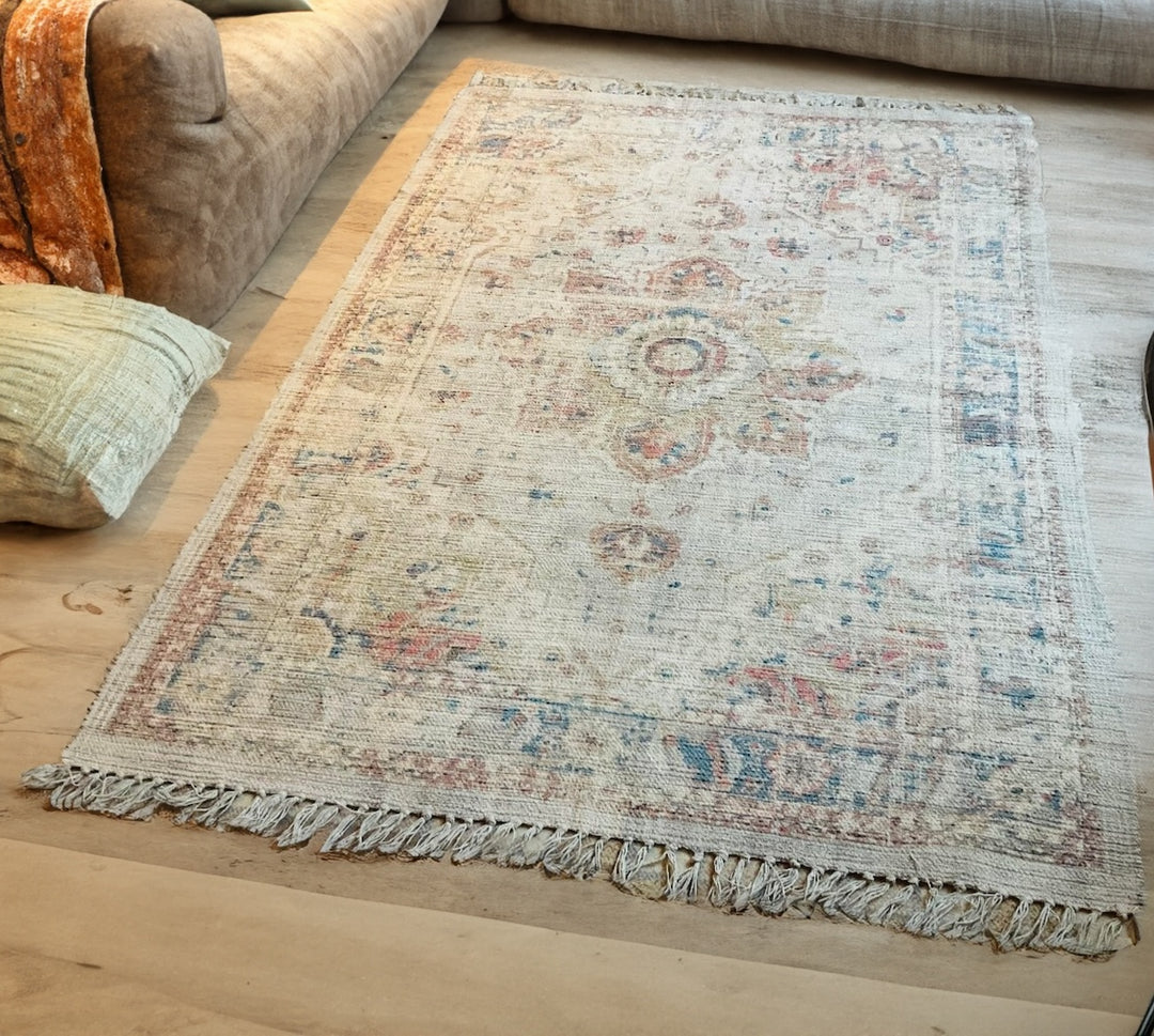 Natural Rug Print Natural Cotton Geometric Design Digital Print Rug 120 cm x 180 cm ...