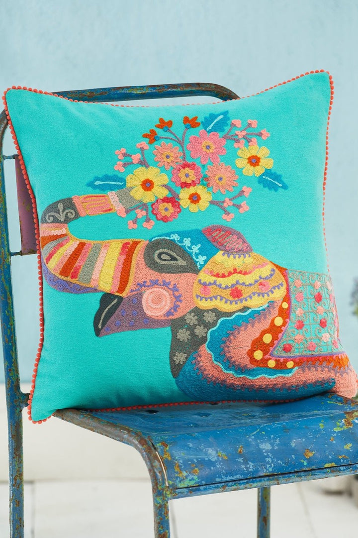 Elephant and Flower Indian Cushion Cover Second Nature Online