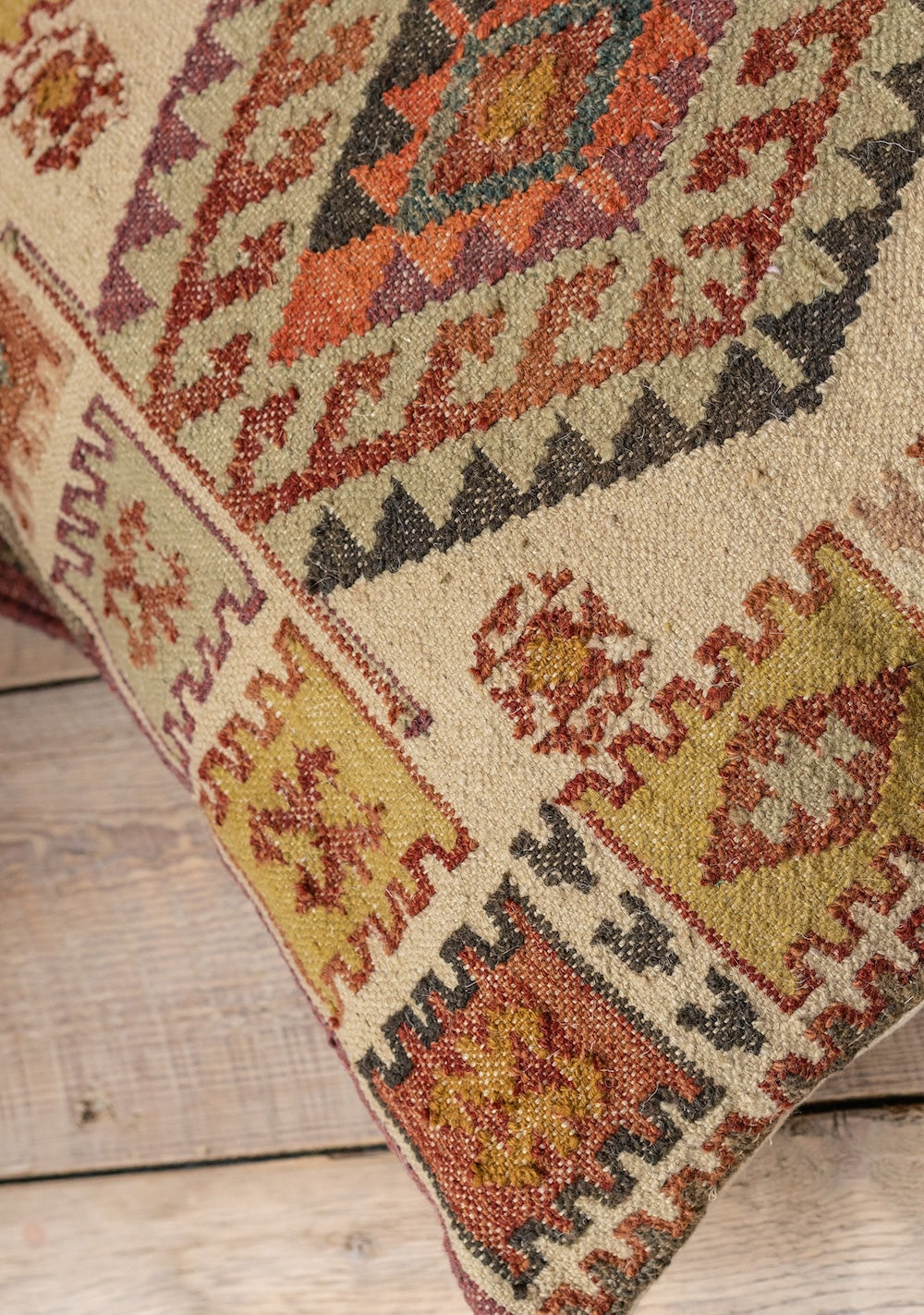 Extra Large/Floor Cushion Cover Brown Red Mustard Natural Multi Colour Kilim PET Yarn 70 x 70cm