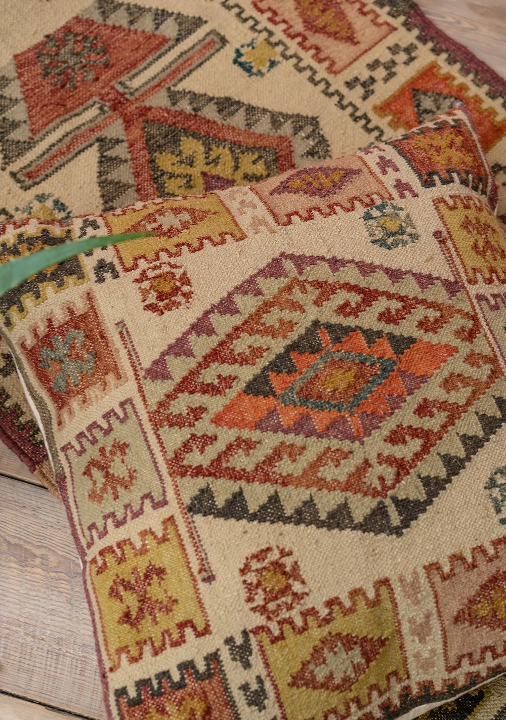 Extra Large/Floor Cushion Cover Brown Red Mustard Natural Multi Colour Kilim PET Yarn 70 x 70cm