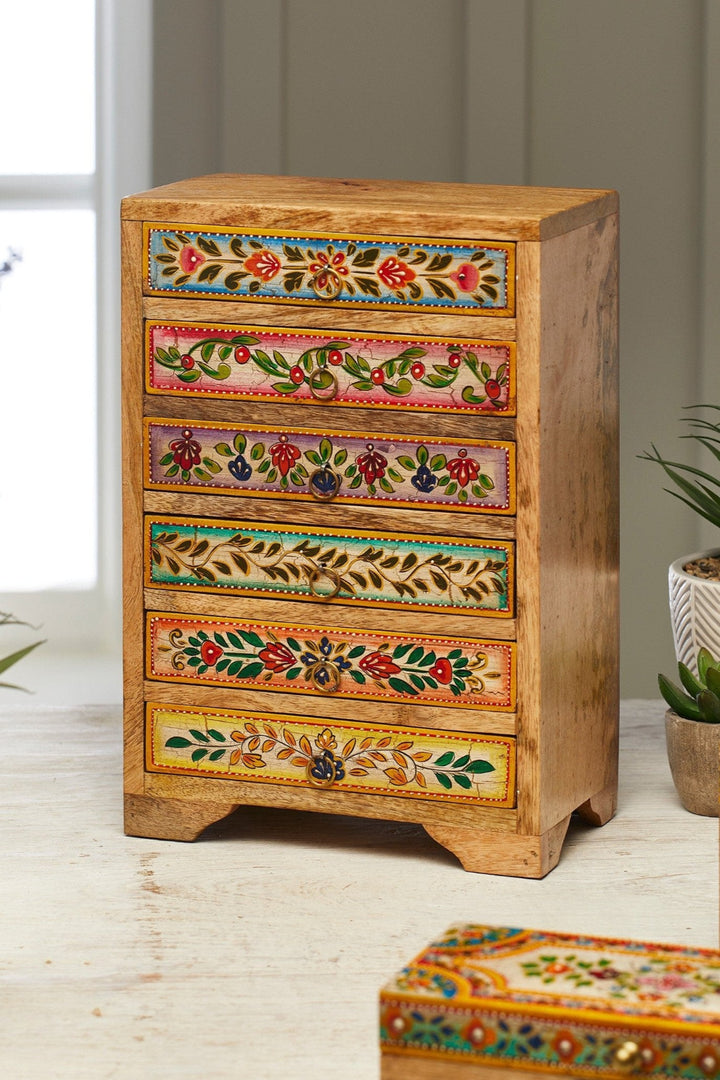 6 Drawer Indian Jewellery Trinket Chest by Second Nature Online