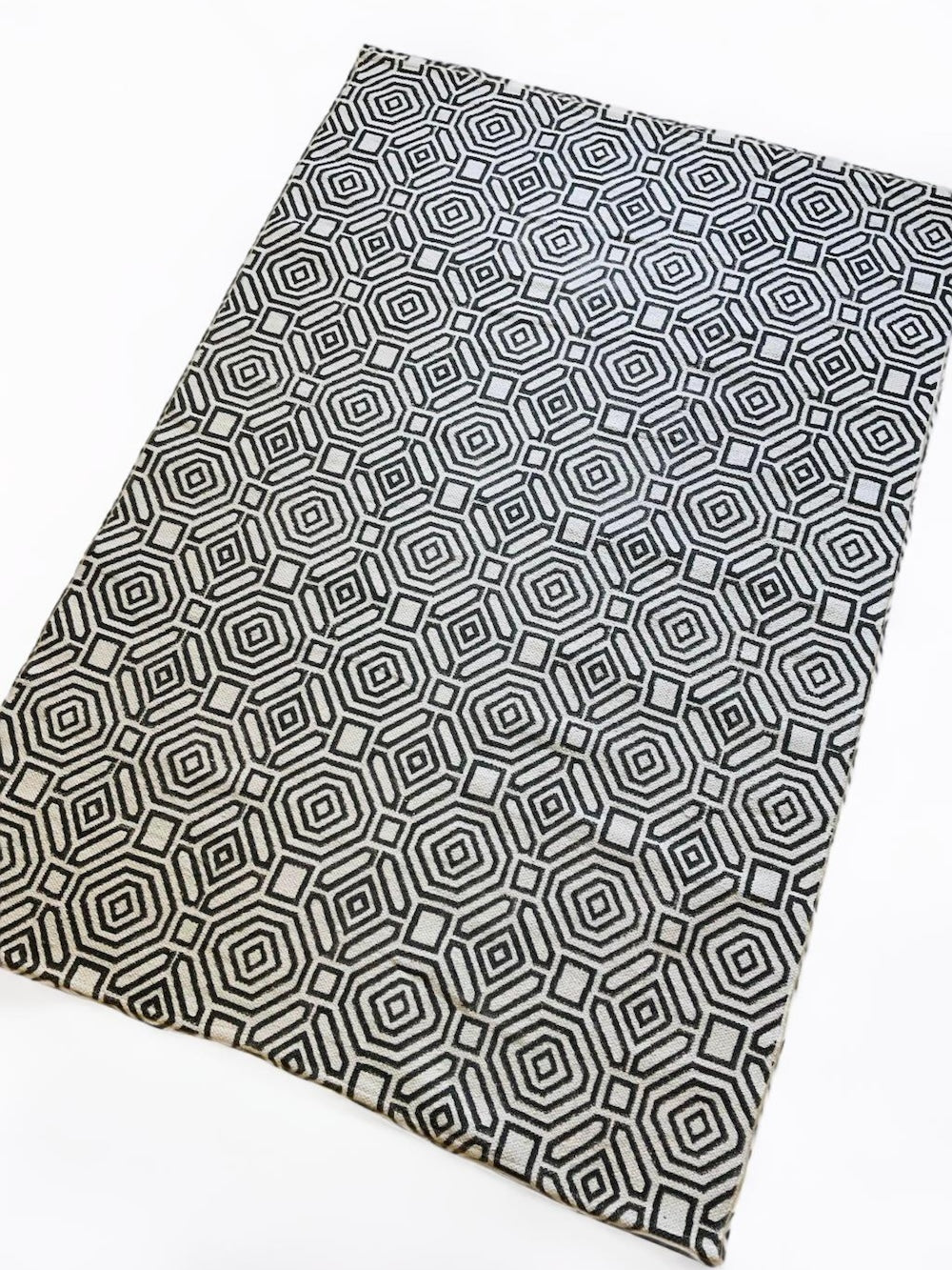 Off White Grey Printed PET Outdoor Rug 120 cm x 180 cm