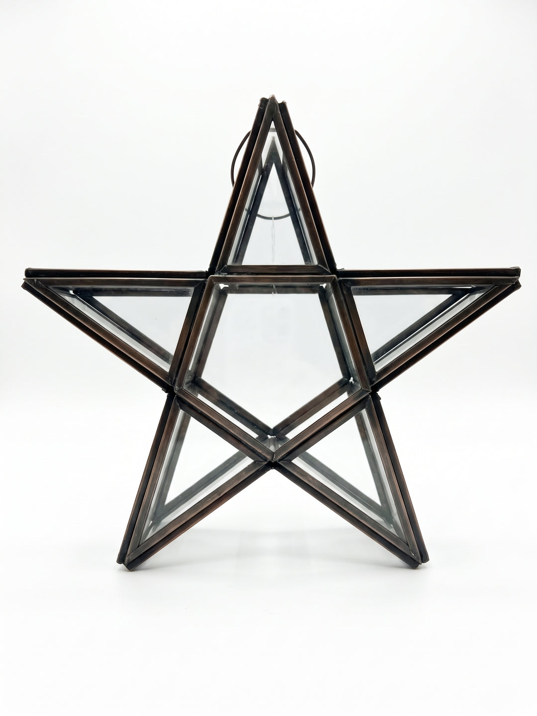 Metal Glass Star Lantern T-Light Holder