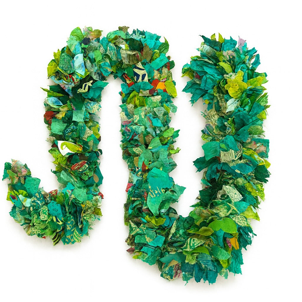 Recycled Sari Fabric Tinsel/Garland - Green