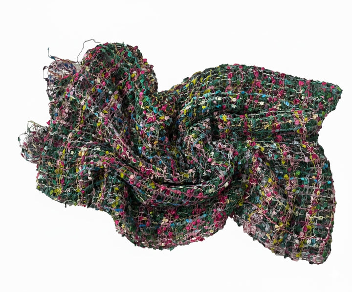 Confetti Scarf Viscose Open Weave Pink and Green Multi Colours For All Seasons