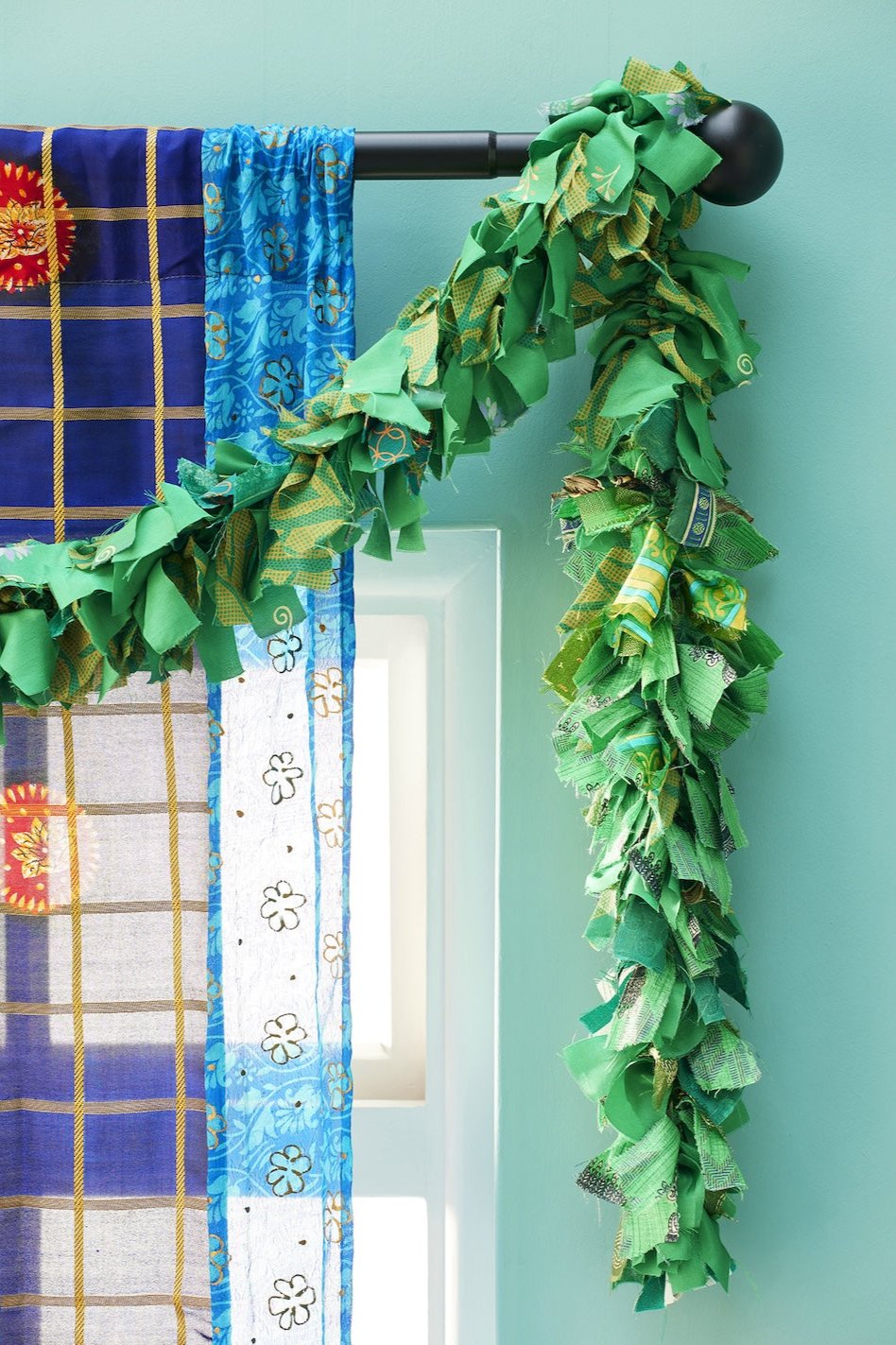 Green Recycled Sari Tinsel Garland Second Nature Online