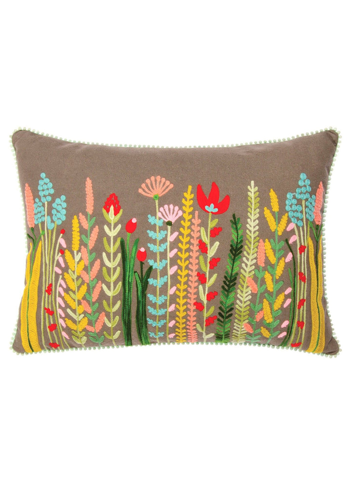 Embroidered Cushion Cover Indian with Abstract Floral Design Four Colours Available